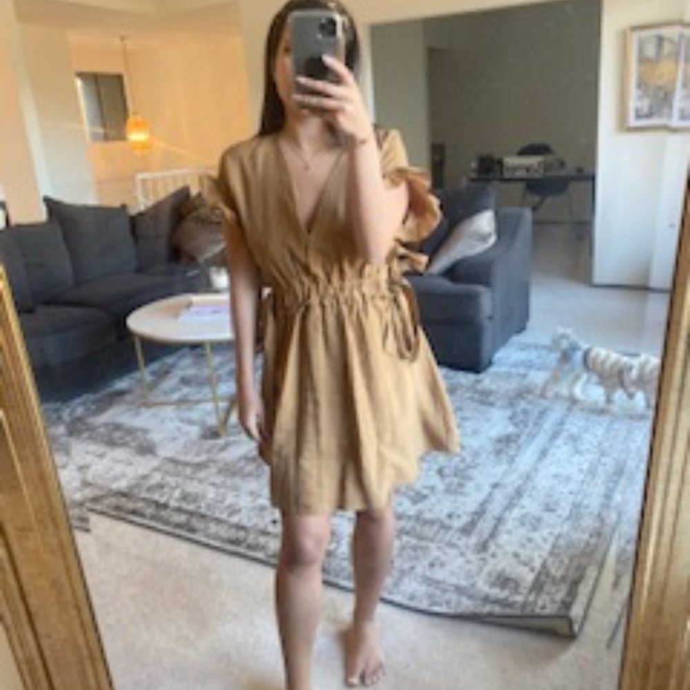 Tan Zara Ruffle Dress